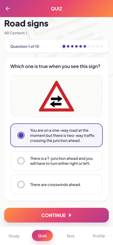 Quiz question in light mode