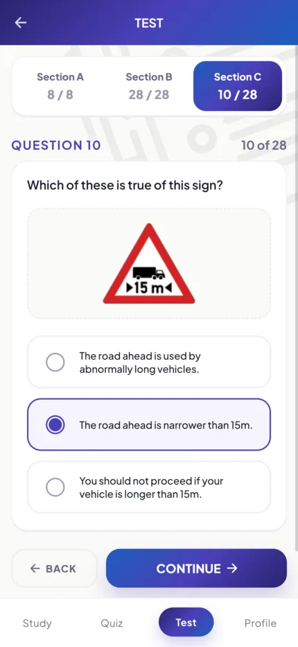 Mock test question in light mode